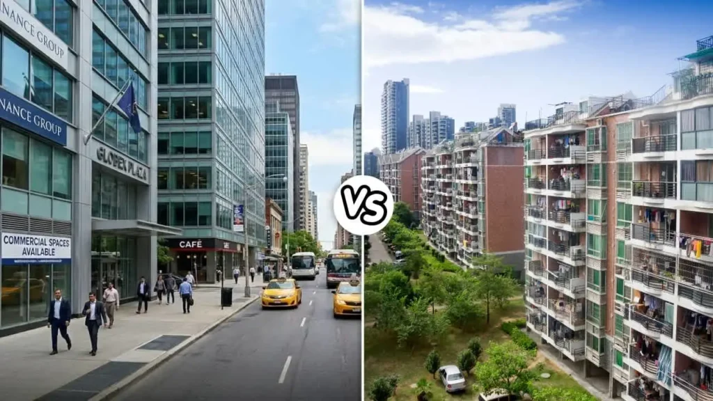 Commercial vs Residential Property in Noida , Delhi NCR property investment chart